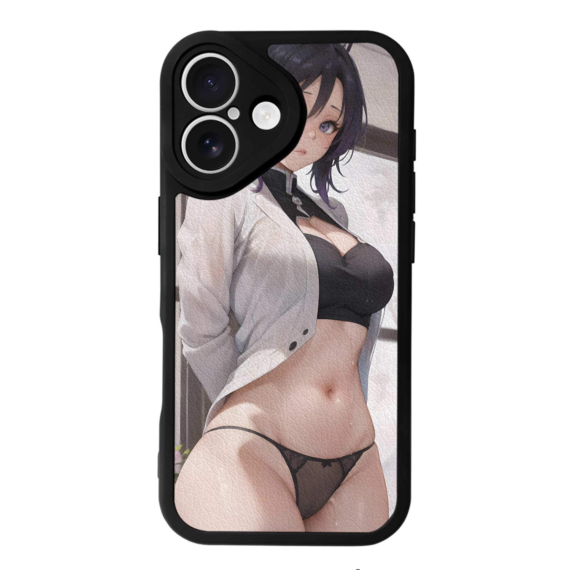 （画像用） 鬼滅の刃（きめつのやいば）蟲柱-胡蝶 しのぶ／こちょう しのぶ Kochou Shinobu 【iPhone 16シリーズ対応】シリコンスマホケース（レザー調） 材質：シリコン